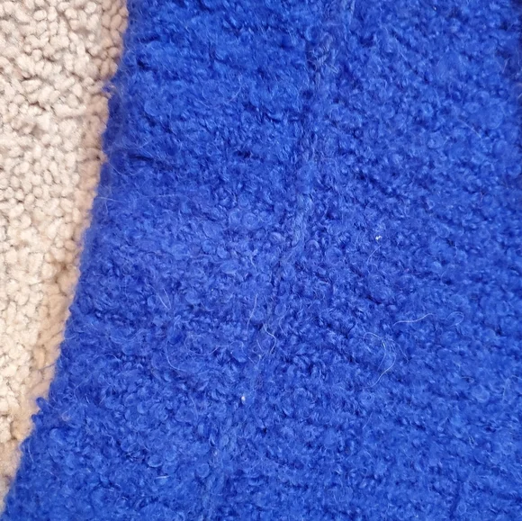 Alpaca And Acrylic Free People Cozy Blue Oversized V-Neck Sweater - Picture 3 of 12